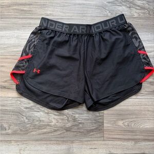 Under Armour Women's Black and Hot Pink Shorts With Leopard Print